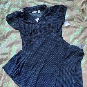 Sag Harbor Navy and White Polka Dot Skirt & Blouse Dress Set! NWT! 1X